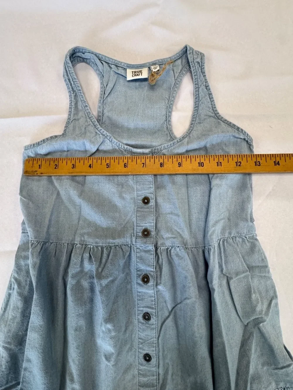 True Craft Juniors Light Wash Denim Tiered Sundress Size XS
